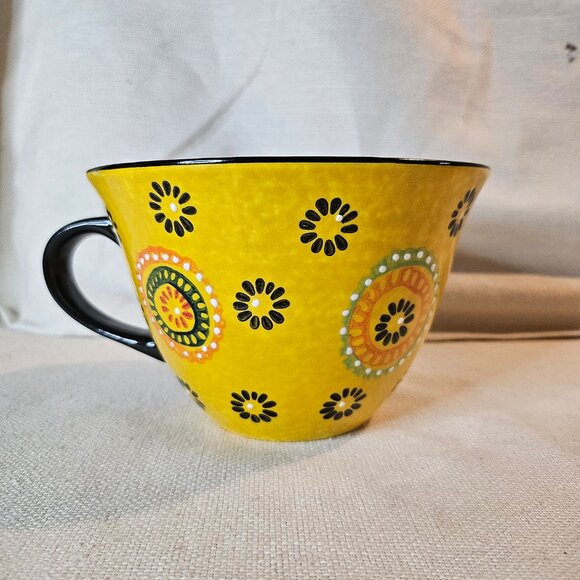 Signature Large Boho Stoneware Latte Coffee Mug Cup - Picture 3 of 6